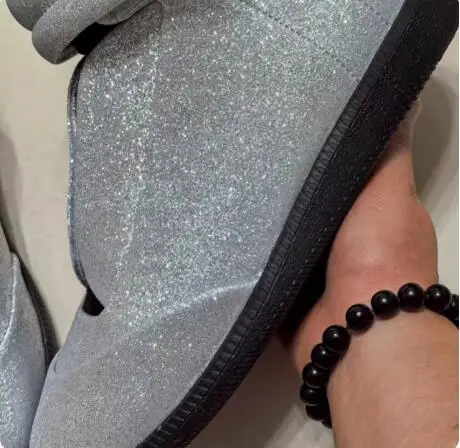 New Sliver Black Leather Bling Sequined Round Toe High Top Flat Sneakers Men Fashion Cross Tied Hook & Loop HipHop Casual Shoes