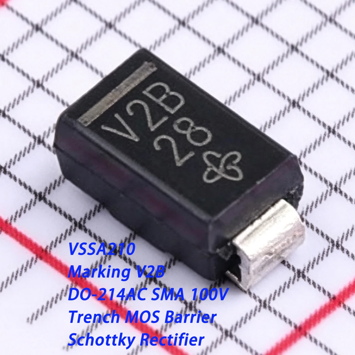 20PCS VSSA210 Marking V2B DO-214AC SMA 100VRRM 2A 1.7A 0.56V 560mV@2A NEW Original Trench MOS Barrier Schottky Diode Rectifier
