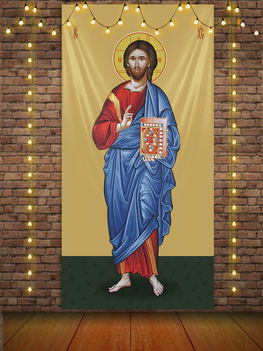 Wandteppich Jesus Christus Ikone Katholisch Orthodox Ester Wandbehang Boho Ästhetik Zimmer Schlafzimmer Weihnachten Hintergrund Deko – Detail 16