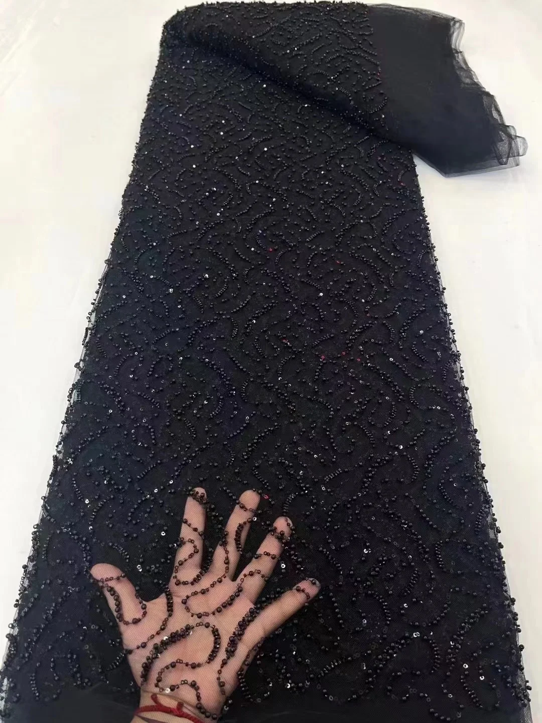 Tela de encaje de tul con lentejuelas africanas para vestido de novia nigeriano, bordado de alta calidad para novio