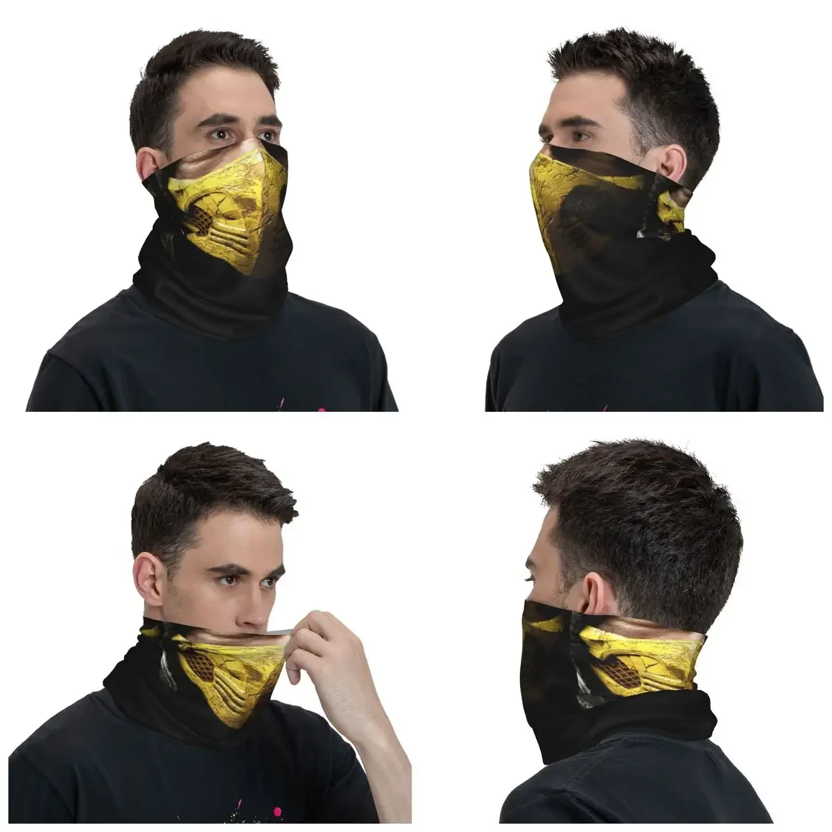 Custom Mortal Kombat Scorpion Bandana Winter Neck Warmer Windproof Wrap Face Scarf Sub Zero Fighting Game Gaiter Headband