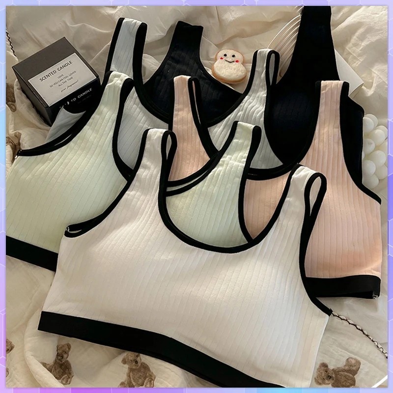 

Women Sports Crop Bra Tank Tops Sexy Seamless Cotton Basic Bras Tube Top Female Brassiere Camisole Backless Bralette Underwear