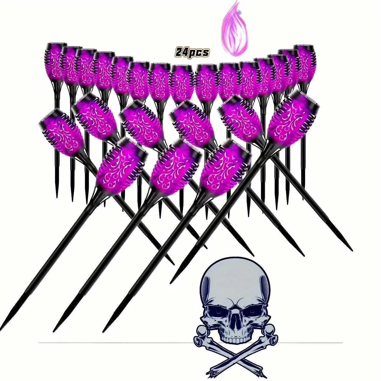 

24-Pack Outdoor Solar Lights, Solar Flashing Flame Torch for Outdoor Decoration, Garden Solar Tiki Lanterns Suitable for Patio Lawn Yard Decor