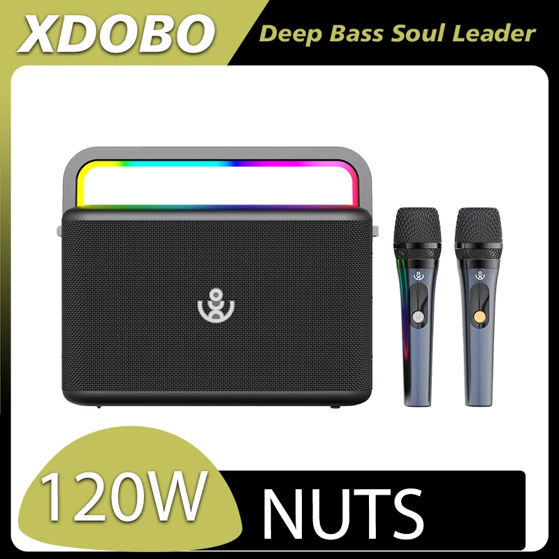 

XDOBO Nuts 120W Portable High Power Bluetooth Speaker Karaoke Bass with Dual Microphone Ambient Light HIFI Waterproof Speaker