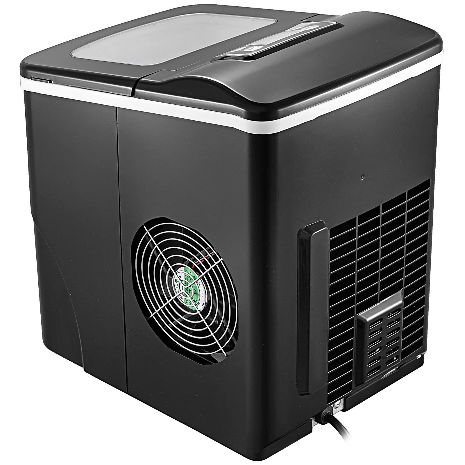 Black Portable Ice Maker With LCD Screen Countertop Tube Ice Machine With Ice Scoop Two Cube Sizes Selectable