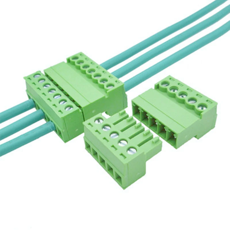 5Sets Solderless Docking type 2EDG 3.81MM Screw Terminal Block Connector PCB Plug-in Type 2EDG Type Green Terminal block