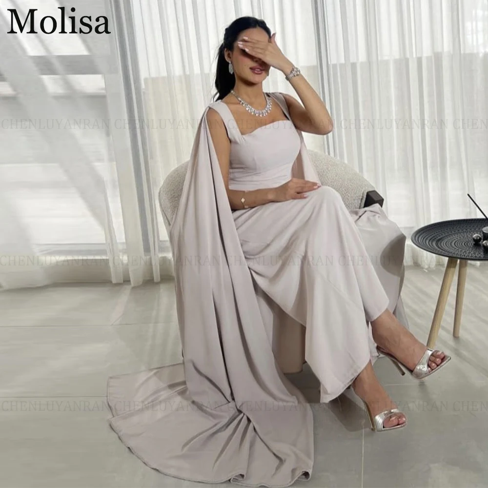 

MOLISA Chiffon Saudi Arabia Jumpsuit Elegant Formal Occasion Dresses 2024 Beading Pantsuit Long Sexy Evening Gown فساتين الحفلات