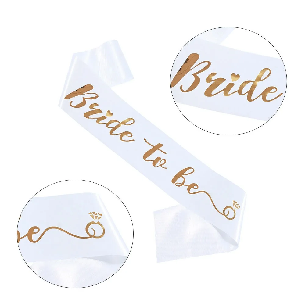 Set aus 3 Stück Bride To Be Schärpe, Tiara, Stirnband und Schleier für Brautparty, Hochzeit, Junggesellinnenabschied, Gastgeschenk, Dekorationen, Zubehör – Detail 4