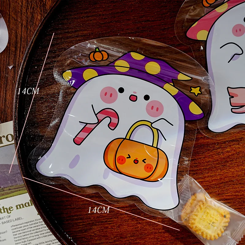 LBSISI Life-Cute Ghost with Pumpkin Sticker, Food Seals, Party Gift Decorate, Trick or Treat, 60Pcs