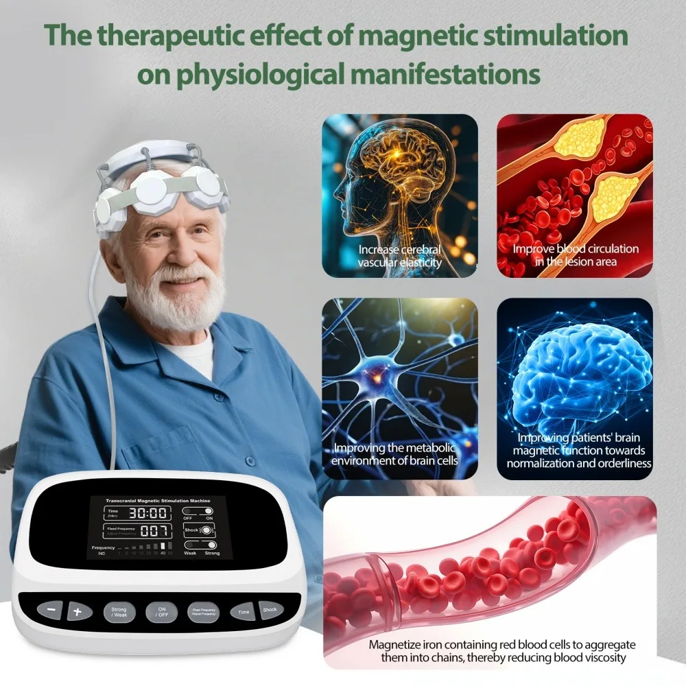 ZJZK Professional rTMS Transranial Magnetic Stimulation Machine Low Frequency Brain Physical Therapy Device for Insomnia Stroke