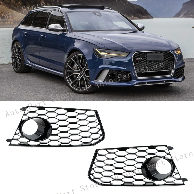 

For Audi RS6 2011 2012 2013 2014 2015-2018 RS7 2009-2018 Front Bumper Fog Lamp Light Grille Cover Frame Molding Decorative Cap
