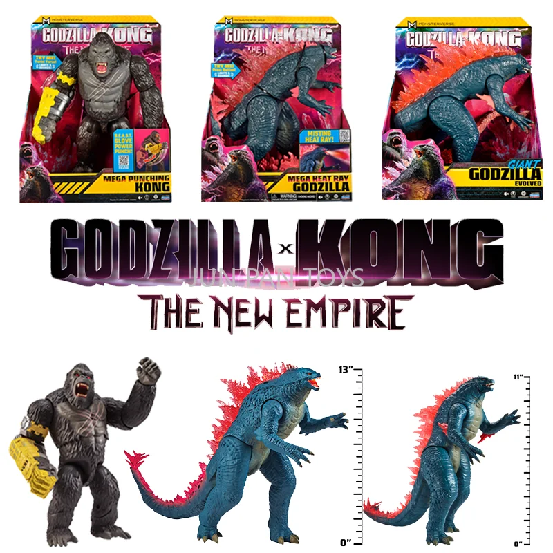 Figura de Acción Original Monsterverse de Godzilla de 13 Pulgadas con Rayo de Calor y Respiración de Niebla, Kong Power Punch, Figura de Acción de Godzilla Gigante Evolucionado de 11 Pulgadas, Juguete para Niños