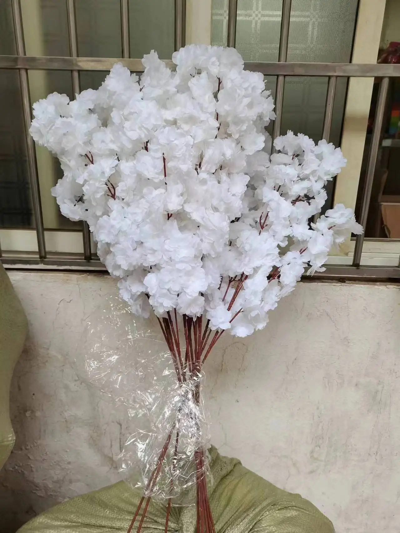 Artificial Flowers for Wedding Arch Decoration, Fake Flower, Silk Hydrangea, White Branch, Cherry Blossoms, Home Decor, 140 Head