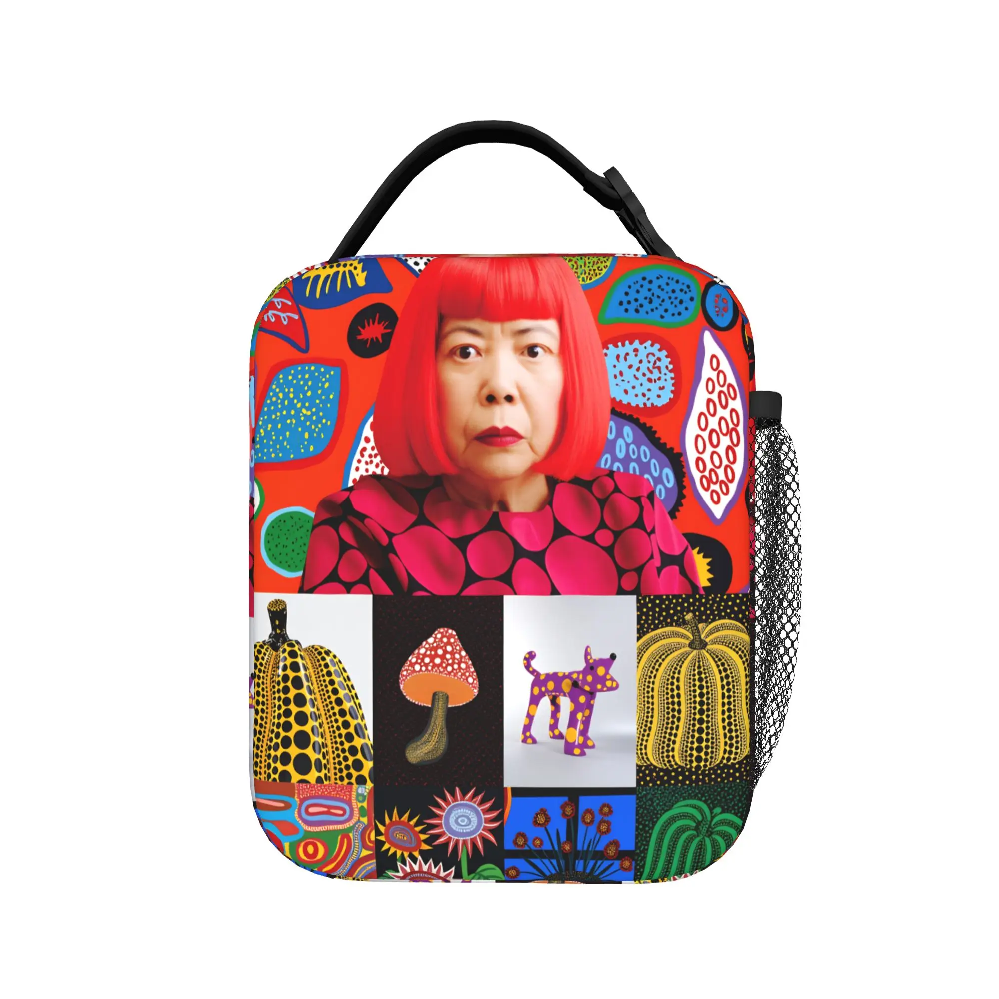 Yayoi Kusama Abstract Face Lunch Bag For Child  Custom School Lunch Box Casual Portable Oxford Cooler Bag
