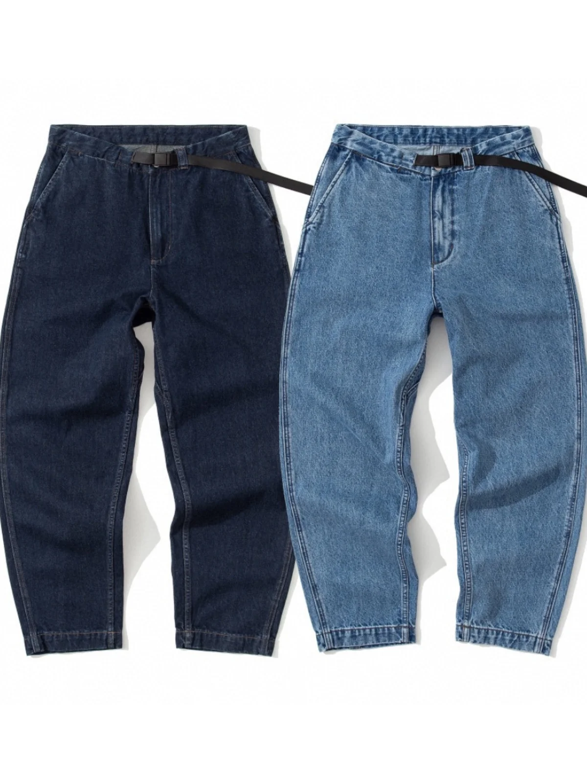 

Retro Loose Fit Casual Men's Jeans Thi Denim mid High Waist Long Pants Youth Trendy All Seasons High Elastici Straight Leg