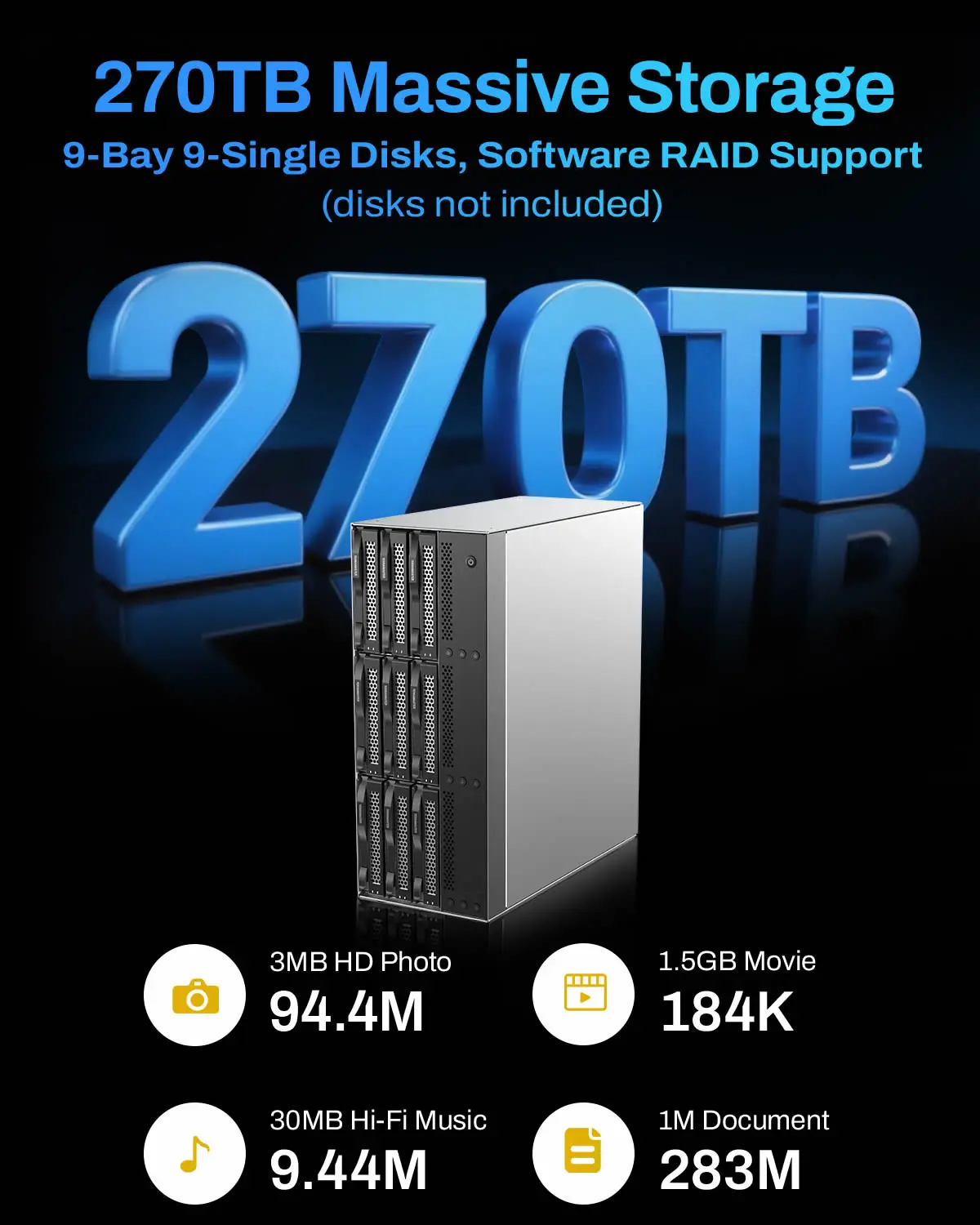 TERRAMASTER D9-320 Hard Drive Enclosure - 9Bay USB 3.2 Gen2 10Gbps External HDD Storage (Diskless)