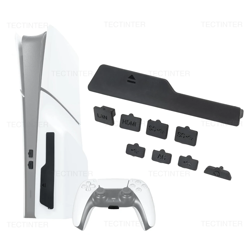 9-teiliges Silikon-Staubschutz-Set für PS5 Slim & PS5 Pro Konsole USB-Schnittstelle Staubschutz-Kit Schutzstecker für PS5 Slim Zubehör