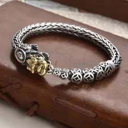 Silver 925 exquisite Pixiu copper coin bracelet men's retro ethnic style keel chains bangles banquet domineering jewelry gift