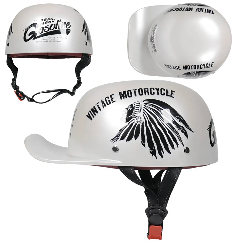 

Retro Motorcycle Helmet Baseball Cap Vintage Street Cruiser Scooter Moped Cap Open Face Motorbike Half Helmets DOT Approved