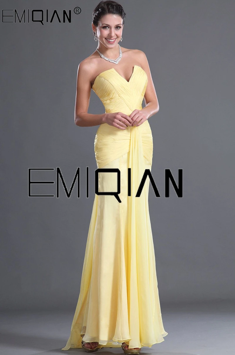 Strapless Notched Neck Pleated Chiffon Evening Dress Women\'s Formal Occasion Dress