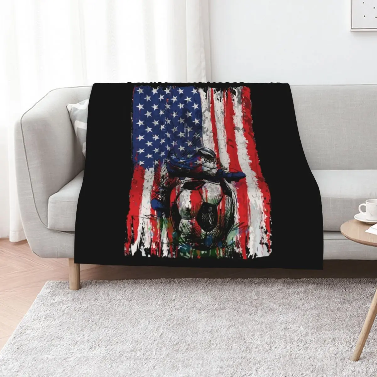 

Patriotic American _ Soccer Team 2022 USA Flag Football Cup Throw Blanket Decorative Throw Tourist Designers Kid'S Blankets