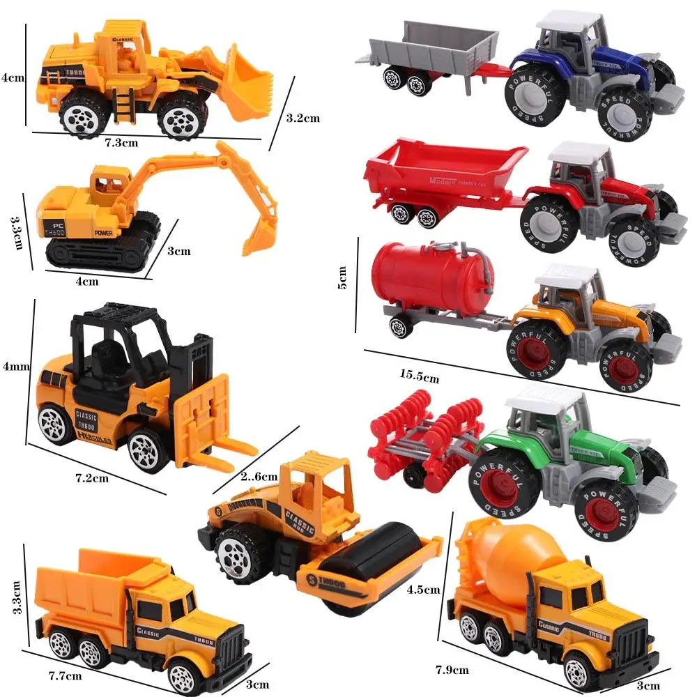 Mini Educational Toy Construction Excavator Dump Truck Alloy Farmer Vehicle Model Car Toys Engineering Car Model Tractor Toy