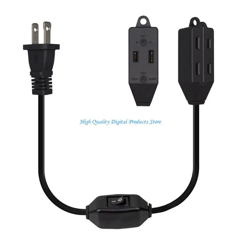 

U2JE 25.2'' US Power Extension Cord NEMA 1-15P to 1-15R Black Extension Cord Cable