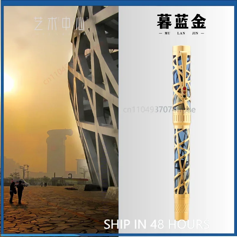 For MAJOHN T6 Piston Fountain Pen City Light Hollow Structure Elegant Business Signature Gift Pen For Men Women