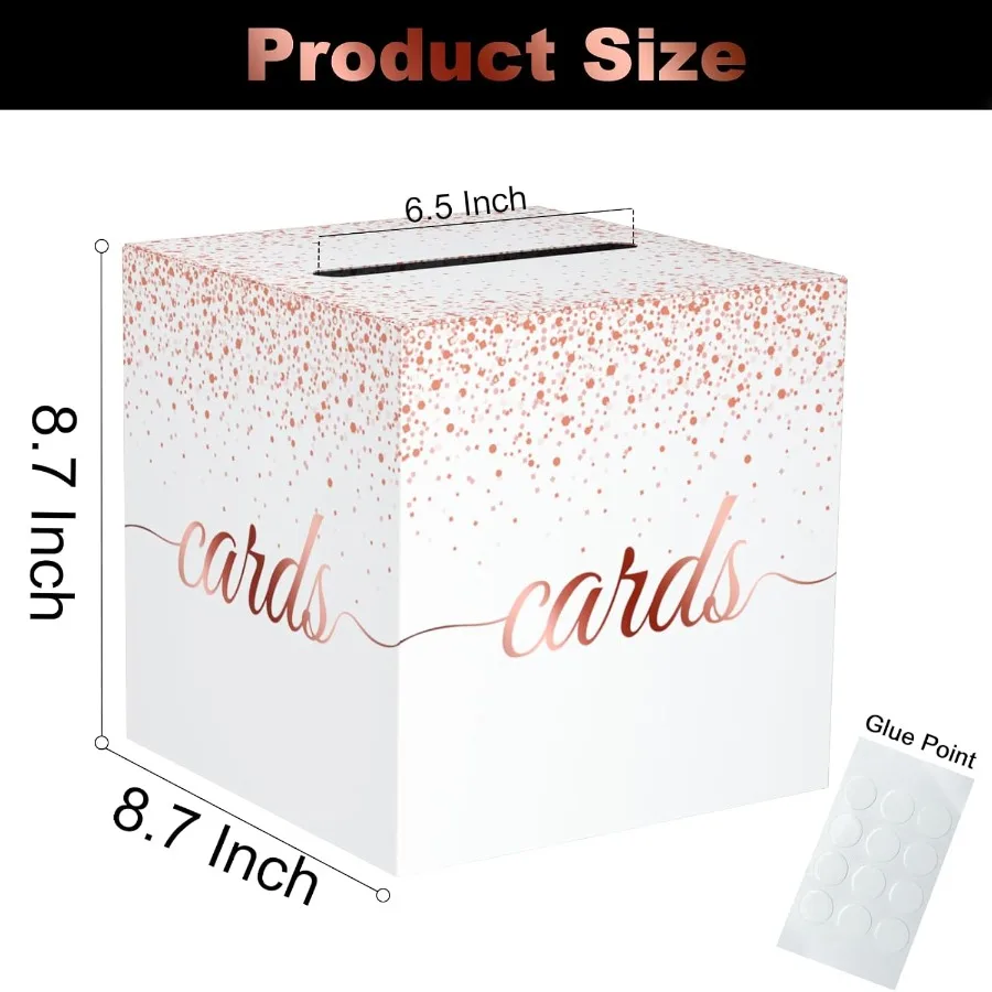 Boîte à cartes en or Rose pour anniversaire, mariage, mariée ou réception-cadeau pour bébé, anniversaire de remise de diplôme, fournitures de décoration pour fête de fiançailles M