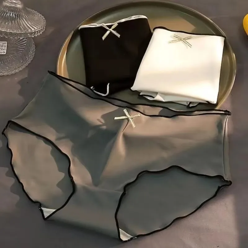 

2/4 шт./упак. Женское антибактериальное бесшовное нижнее белье из ледяного шелка с низкой посадкой и в европейско-американском стиле