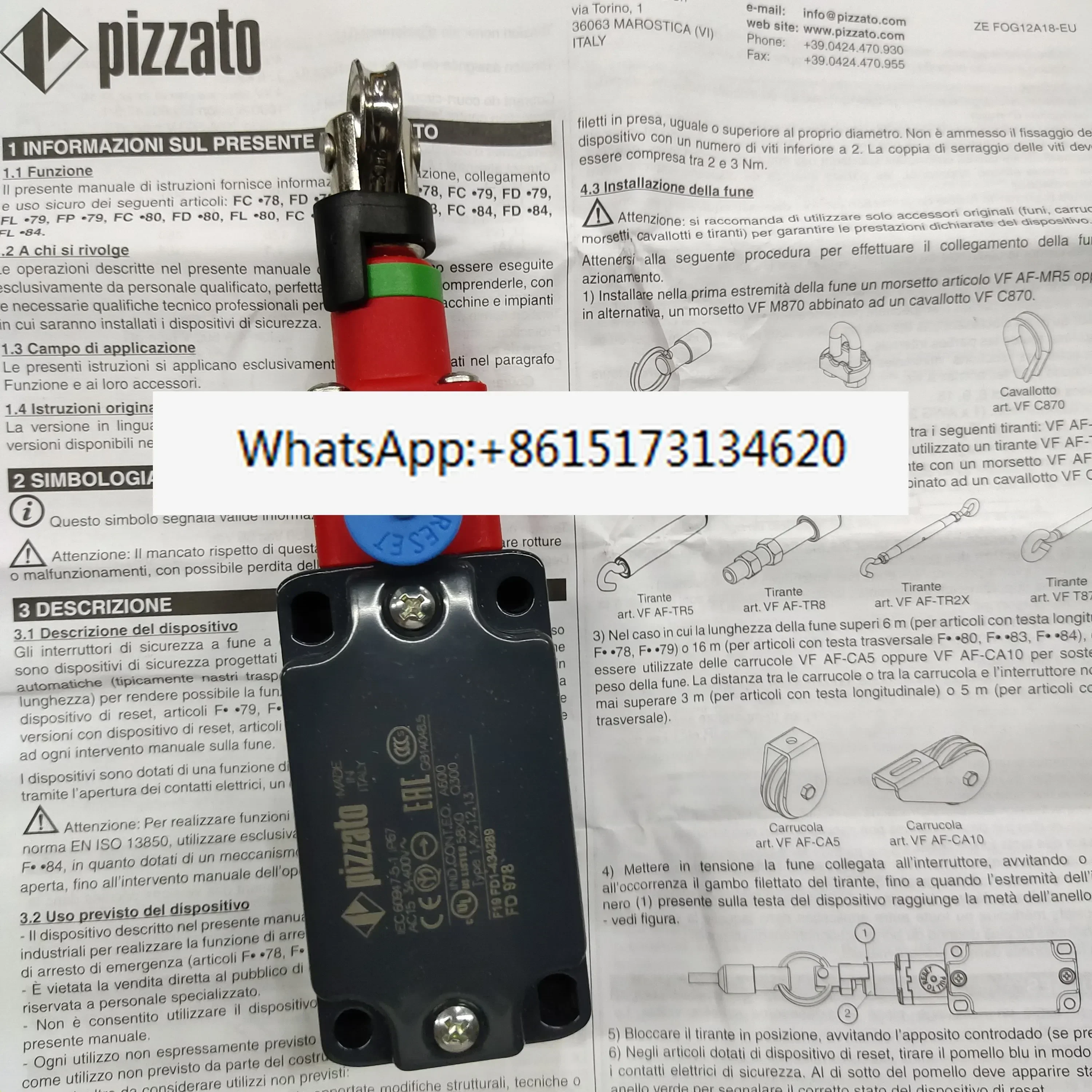 

Веревочный переключатель FD 978 Pizzato