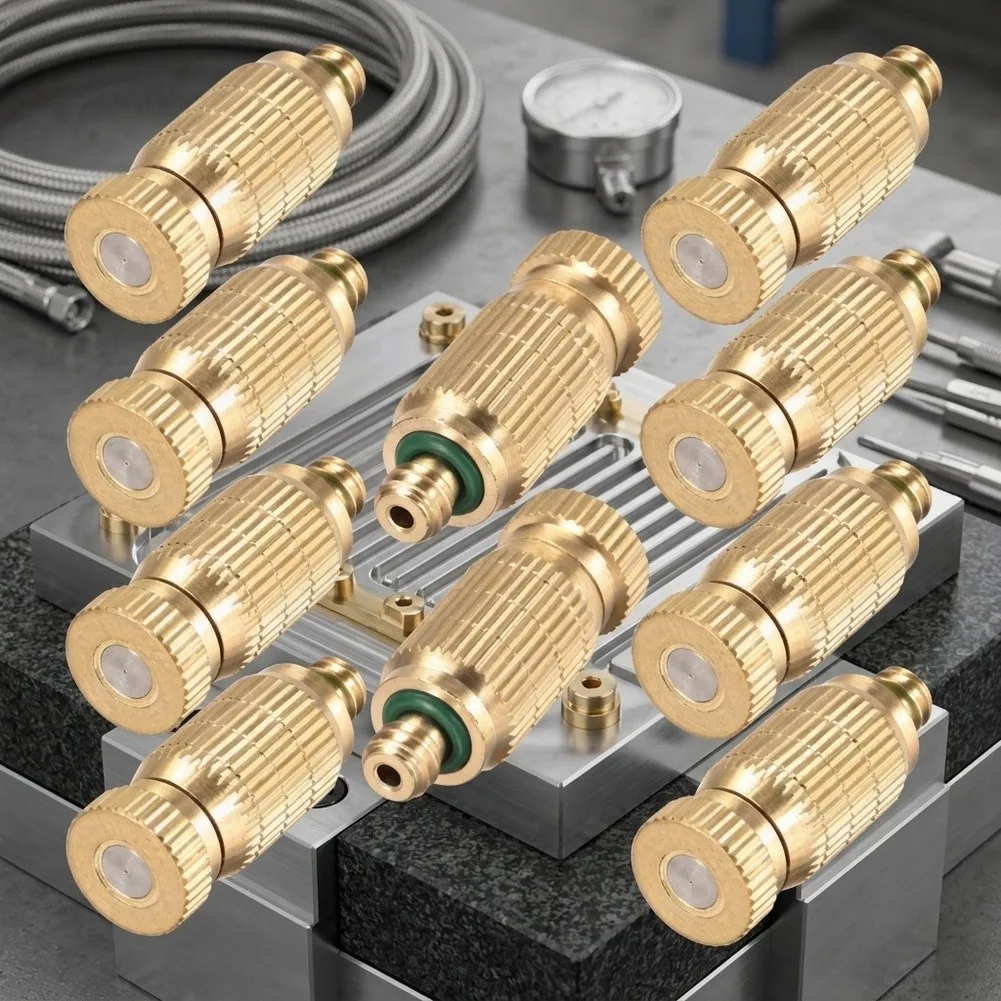 Brass Atomizing Nozzles 10 Pack 0.012 Orifice for High Pressure Misting Systems Patios Gardens Recreation Areas