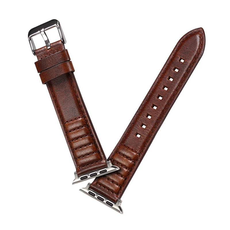 

Oil Waxed Cowhide Layer Leather Strap for iwatch 40/41mm 42/44/45/49mm Watchband for Apple Watch Band 9 8 7 6 3 ultra 2 Bracelet