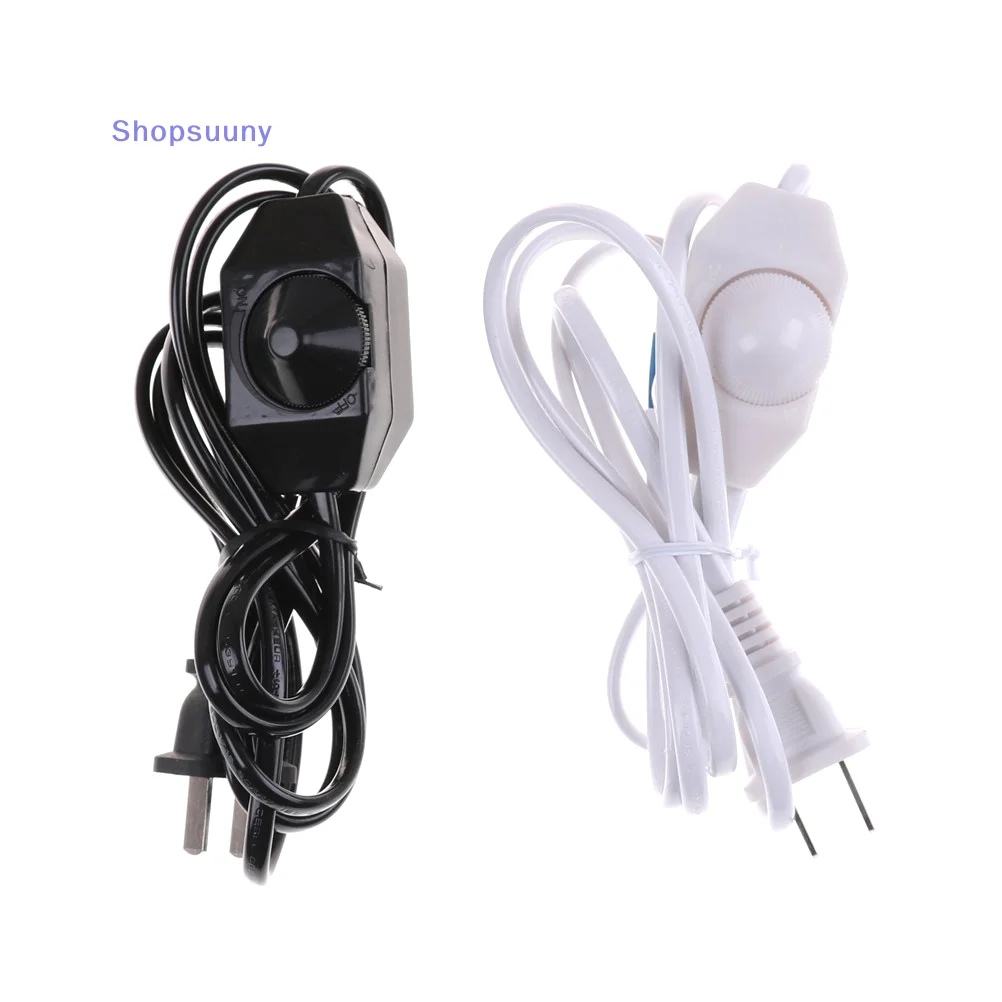 [SU]1Pcs White/black Lamp Power Cord w Dimmer Switch AC 220V/110V US Plug[SU]