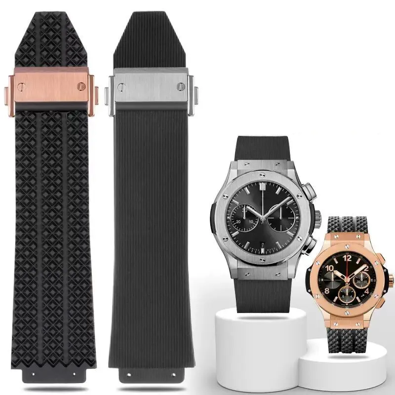 Antibacterial and Safe Silicone Watchbands For HUBLOT Big Bang Classic Fusion Series Elastic Sweatproof Strap 26x19mm Bracelet