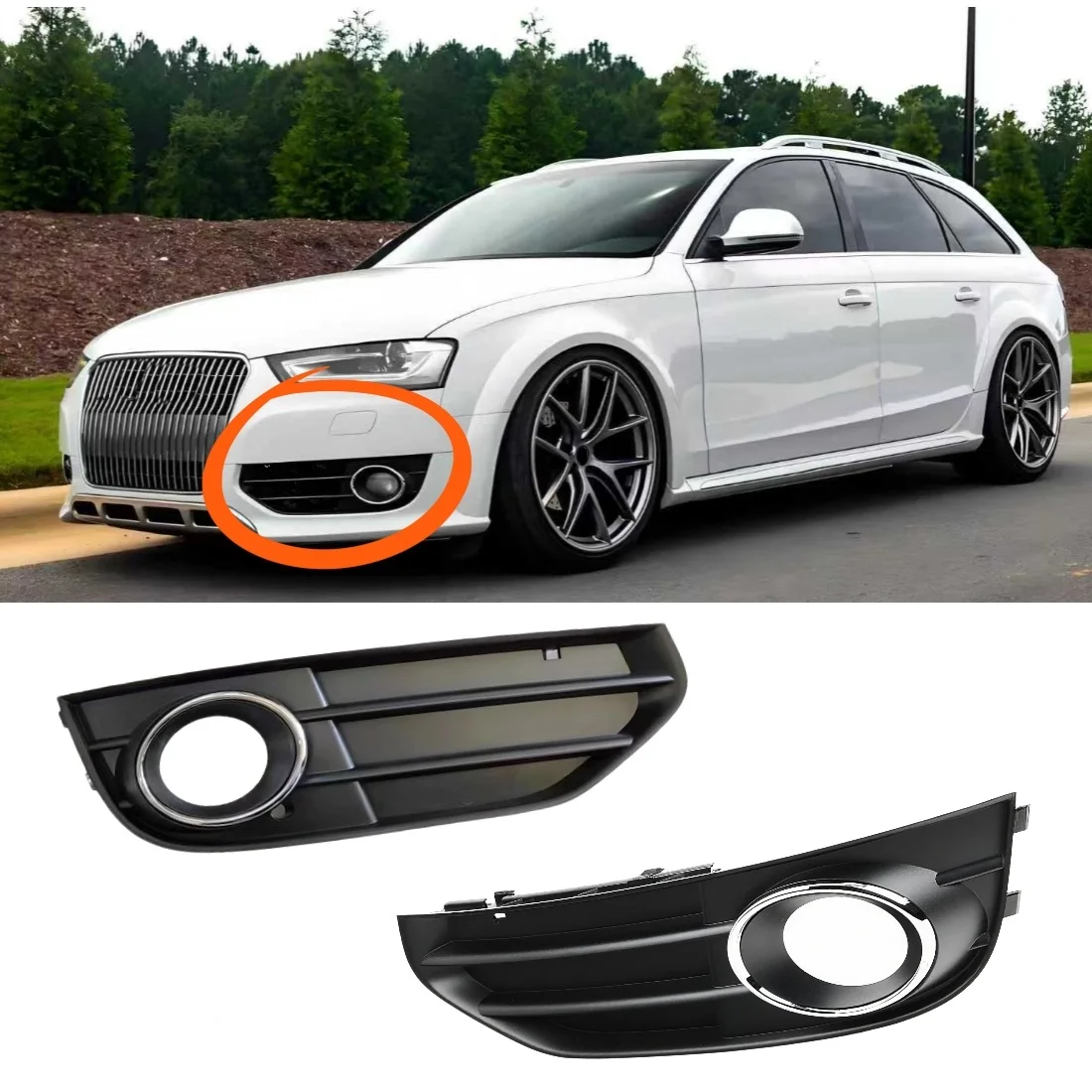 

Передний бампер, противотуманная фара, решетка для Audi A4 AR B8 B8.5 Allroad Quattro Travel 2009-2015, крышка противотуманной фары, рамка, гриль 8K0807681J01C