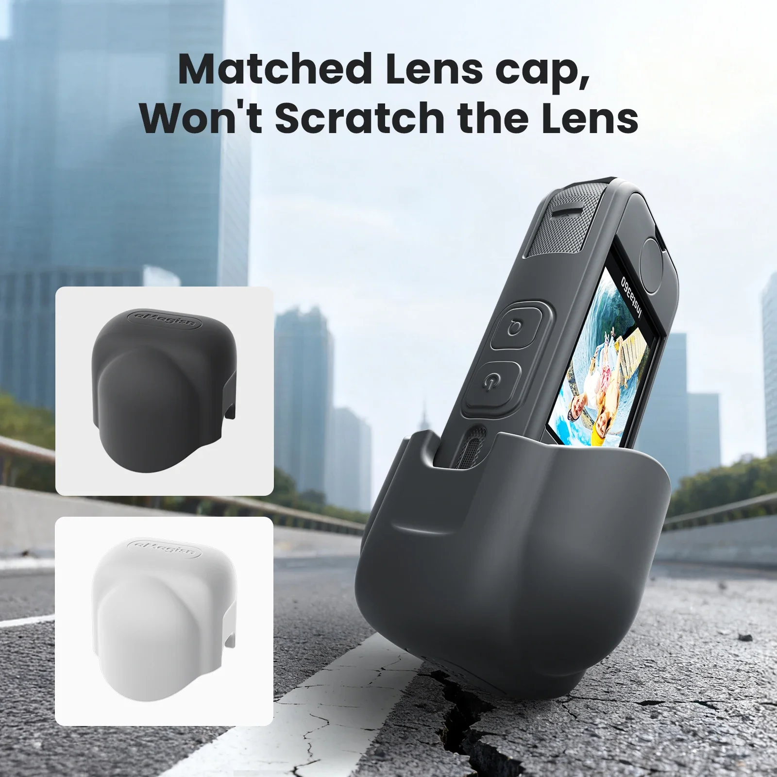 aMagisn Silicone Case for Insta360 X4 AIR With Lens Cap,Battery Accessible,No Vignetting Protective Case for X4AIR Accessories