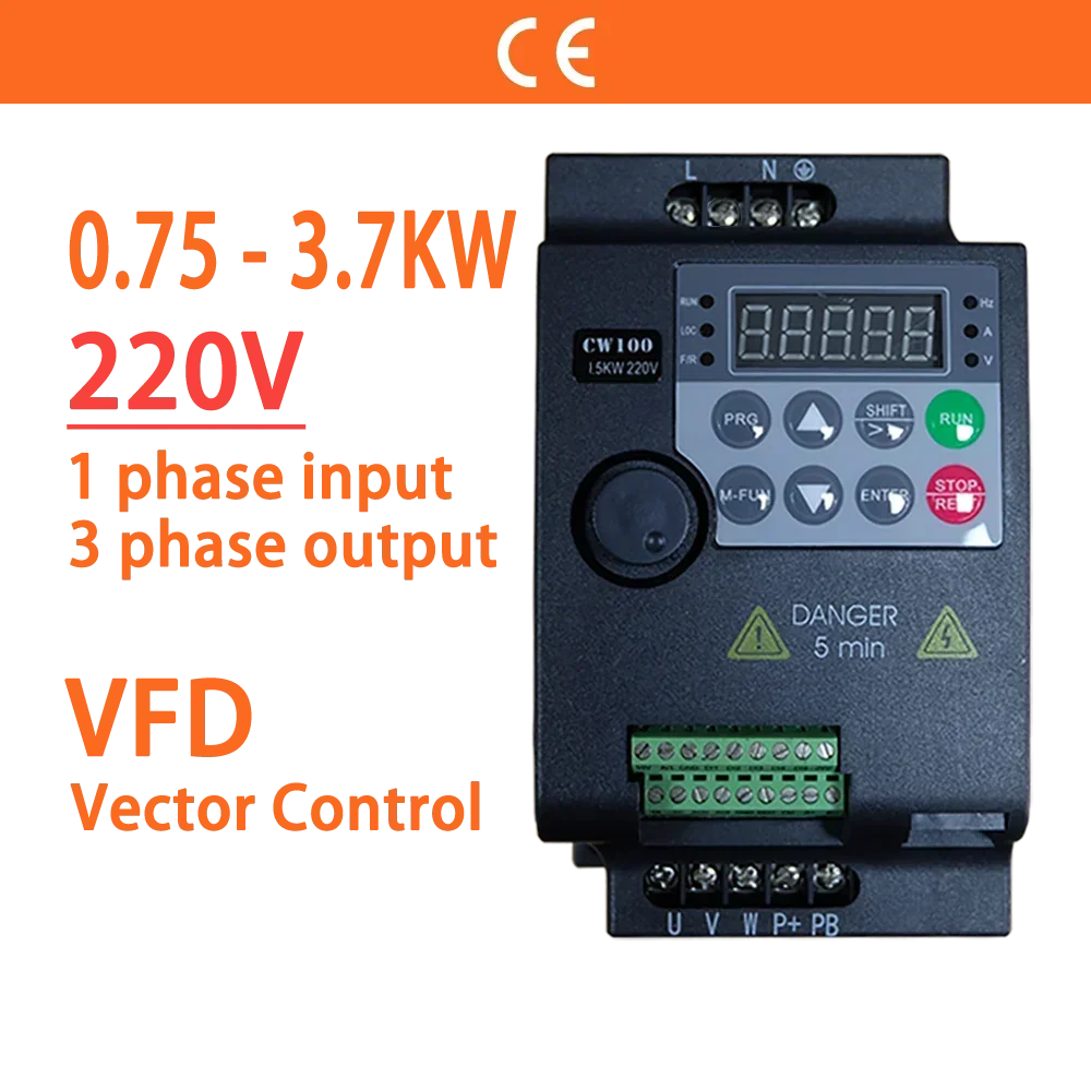 220V 0.75KW/1.5KW/2.2KW/3.7KW 1HP/2HP/3HP/5HP Economical VFD Variable Frequency Drive Converter for Motor Speed Control Inverter