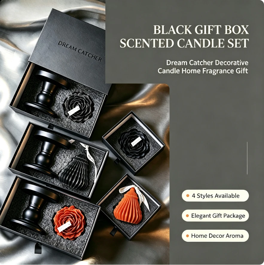 xmsj Vintage Torch Shaped Scented Candle Black Pedestal Holder Solid Wax Candle 7-15 Days Long Lasting Home Decor Aroma Gift