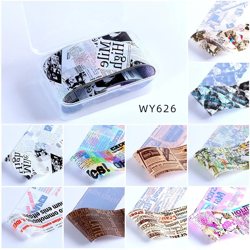 10pcs Nail Art Starry Paper Fashion Sticker Butterfly Animal Flower Flame Lace Transfer Foil Set Nail Sticker Decal Decor 4*50cm