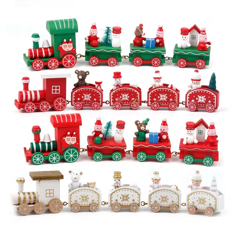 Trem de Natal Decorações para casa 2024 Cristmas ornamento de madeira Xmas Navidad Noel Presentes Ano Novo 2025