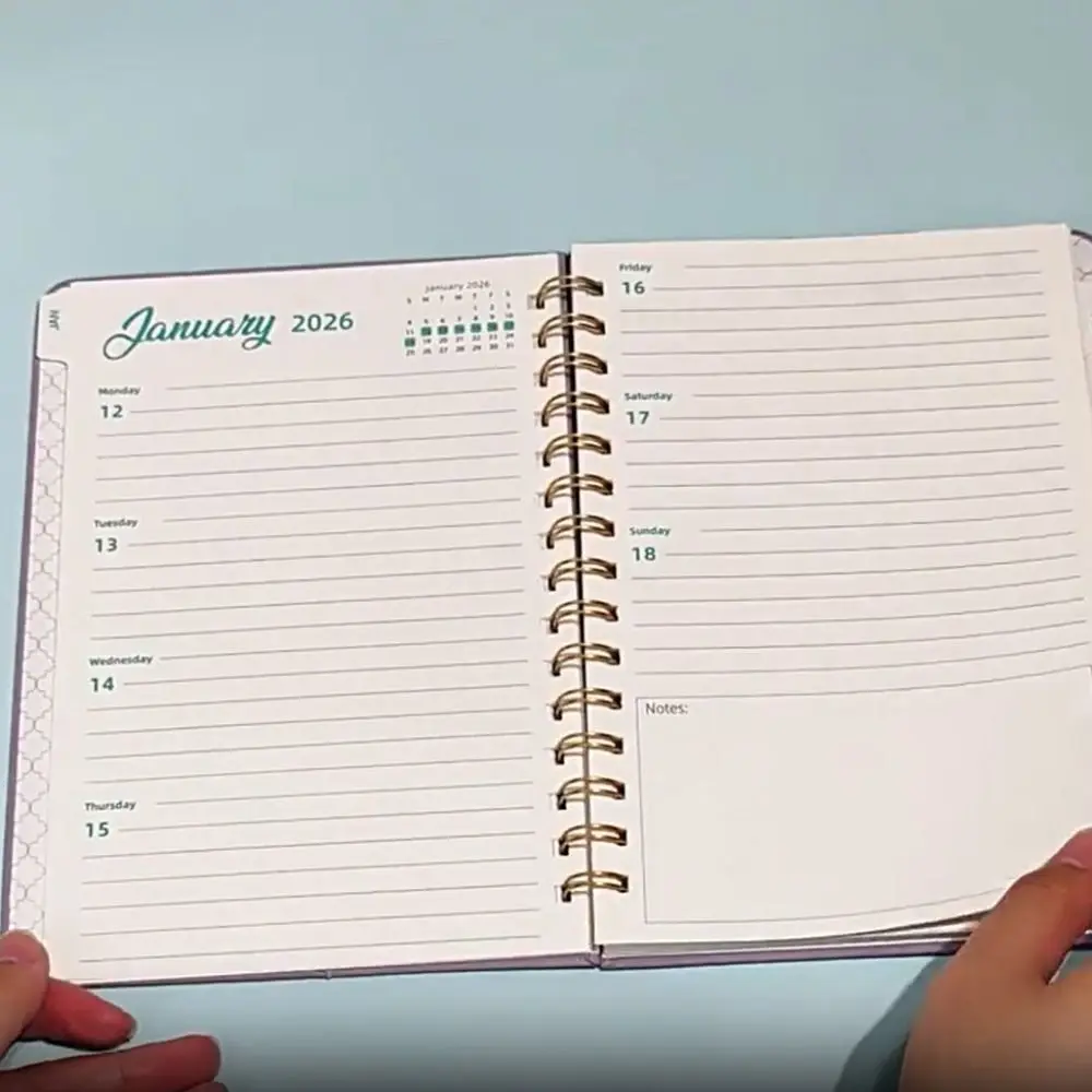 A5 2026 Agenda mensile settimanale Calendario con copertina in pelle PU Agenda giornaliera Blocco note con cinturino Autoempimento quotidiano Notebook da lavoro