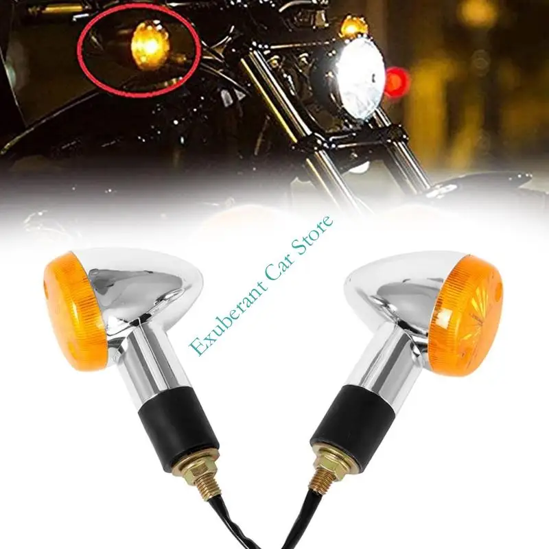 1Pair Universal Motorcycle LED Lights In Antique Design ABS Plastic Turn Lamps Suitable for Enhanced Visibility