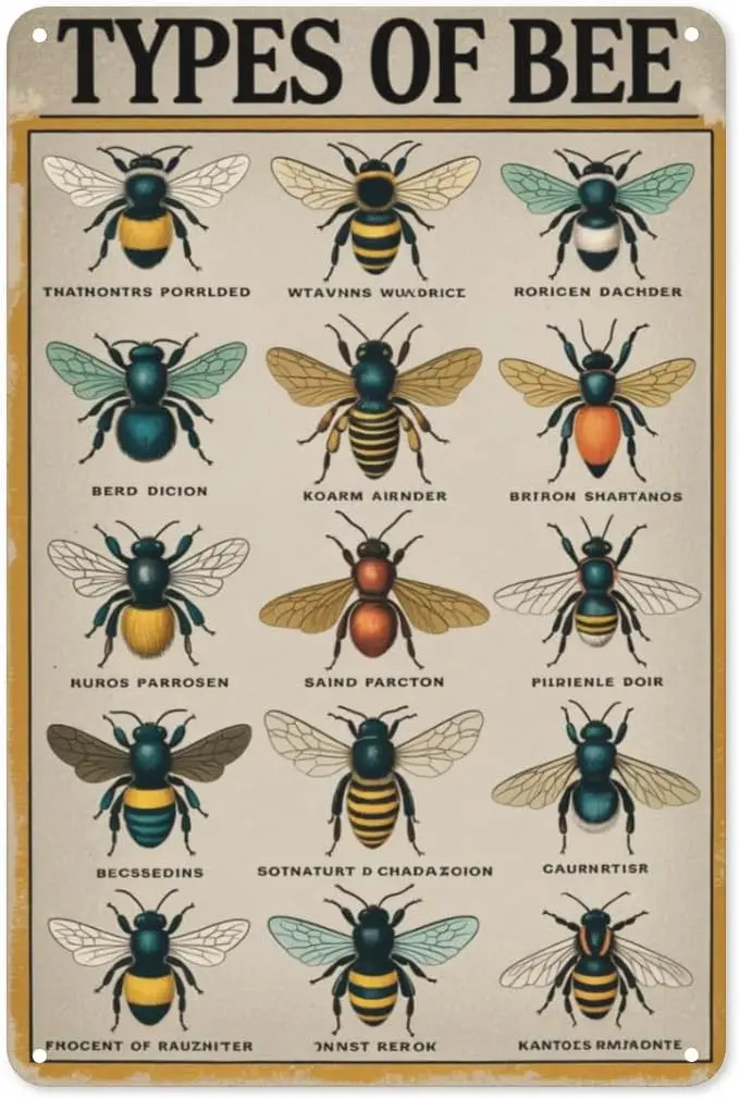 Honey Bee Science Metal Wall Decor  Rustic Garden Plaque with Educational Diagram for Beekeepers, Nature Lovers  Vintage Clas