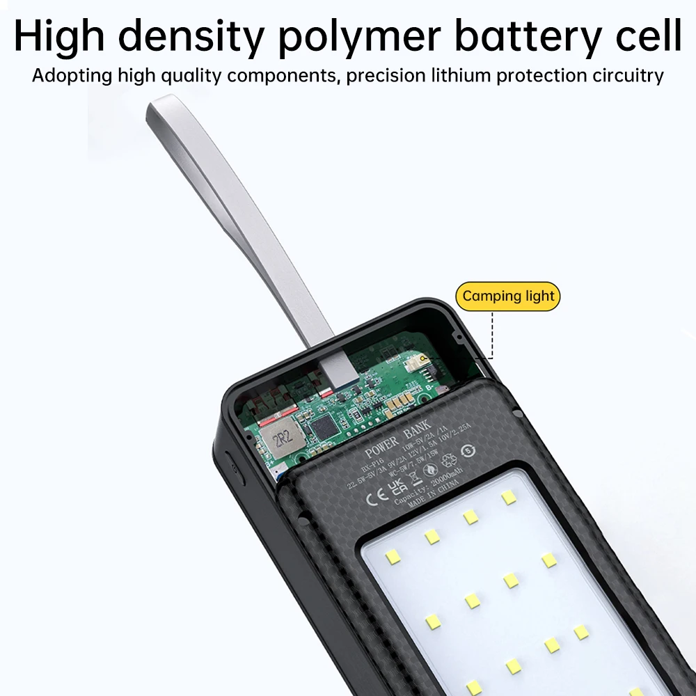 16*18650 Powerbank-Gehäuse Mobile Powerbank-Zellenbatterie-Halterbox 22,5W+15W Batterie-Schnellladegerät Typ-C und USB – Detail 9