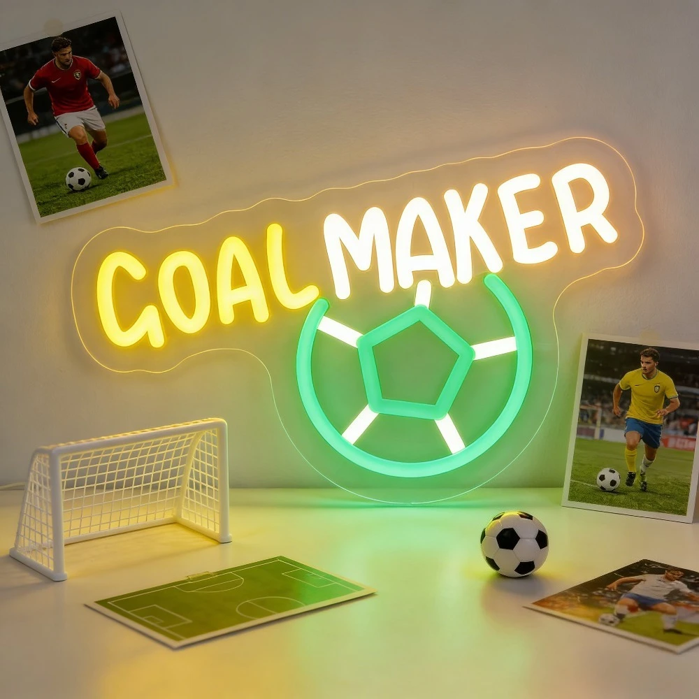 

Неоновая вывеска Goal Maker Soccer Football LED для декора спальни, игровой комнаты, бара, мотивационный символ победы, подарок для фанатов