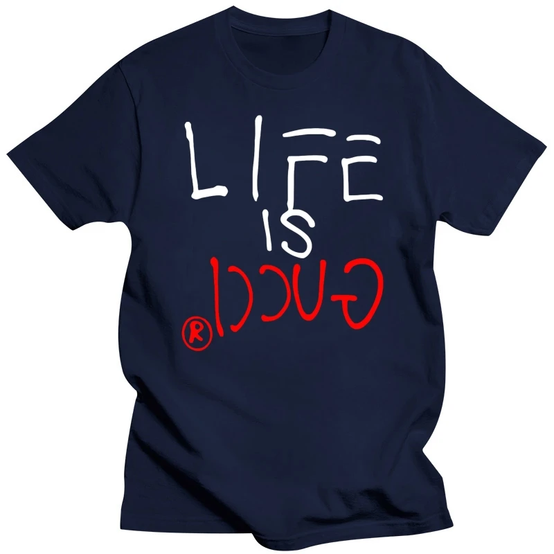 Life_Is_Gucie_Funny T shirt Cotton Letter Hip Hop Clothes T Shirt For Men Summer New Style Print Over Size S-5xl