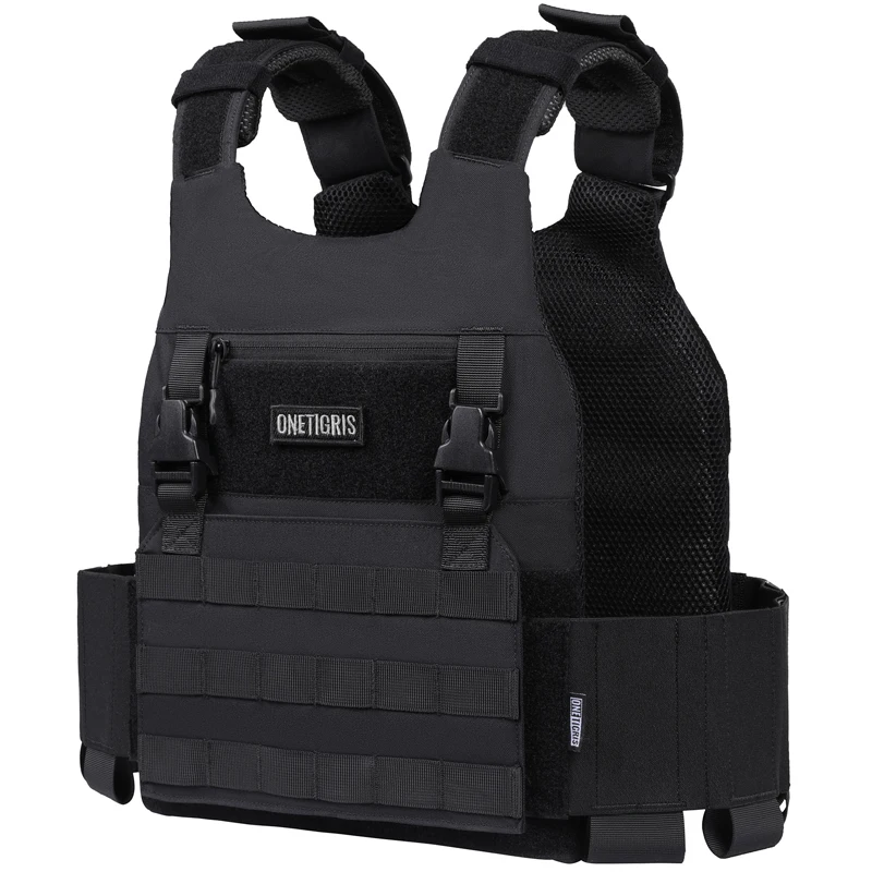 

OneTigris Low Profile Tactical Vest MOLLE Tactical Plate Carrier Hunting Vest V-design Comfort Lightweight Hunting Vest (Black)