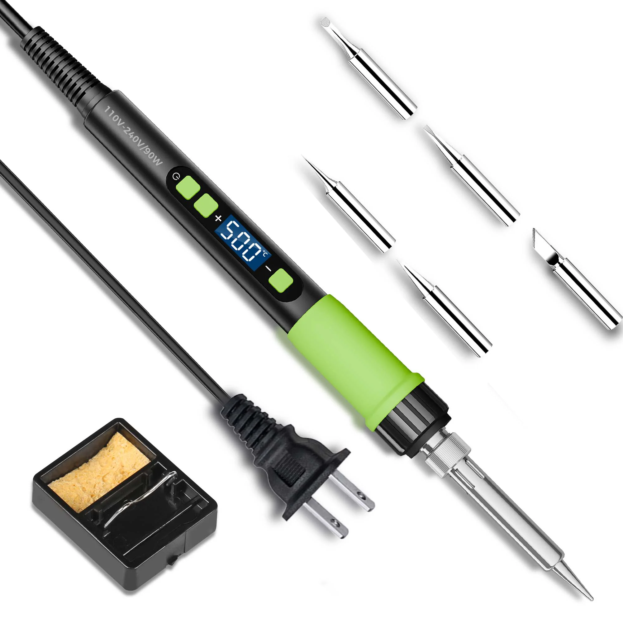 90W Soldering Iron Kit | 5 Tips & Stand, LCD, Auto-Sleep, Fast Heat. 180-500°C (356-932°F). For Repair, Metalworking & DIY