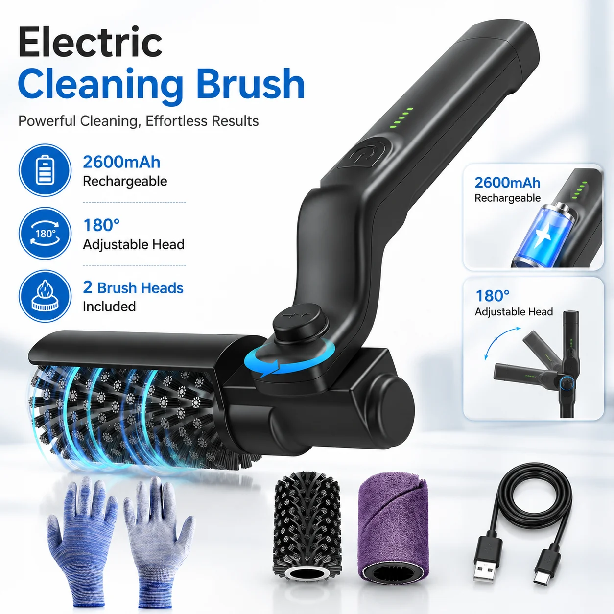 Brosse de nettoyage électrique sans fil pour barbecue, brosse puissante pour éliminer la graisse, nettoyeur multifonctionnel pour barbecue